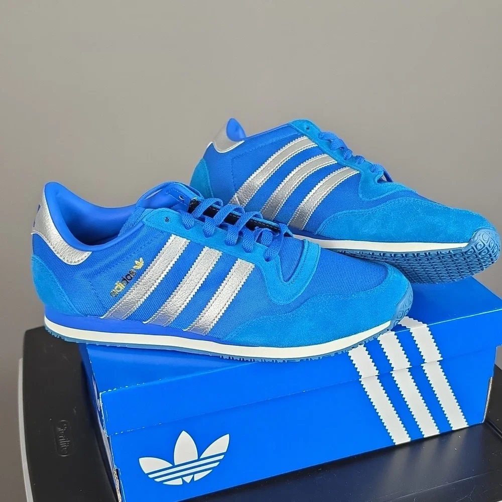 Adidas Galaxy OG Blue Silver Metallic Mens Sneakers JR6169 Low Top Shoes